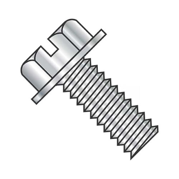 Usa Industrials #8-32 x 3/8 in Slotted Flange Hex Machine Screw, Plain 18-8 Stainless Steel BULK-SCRW-5377 - main
